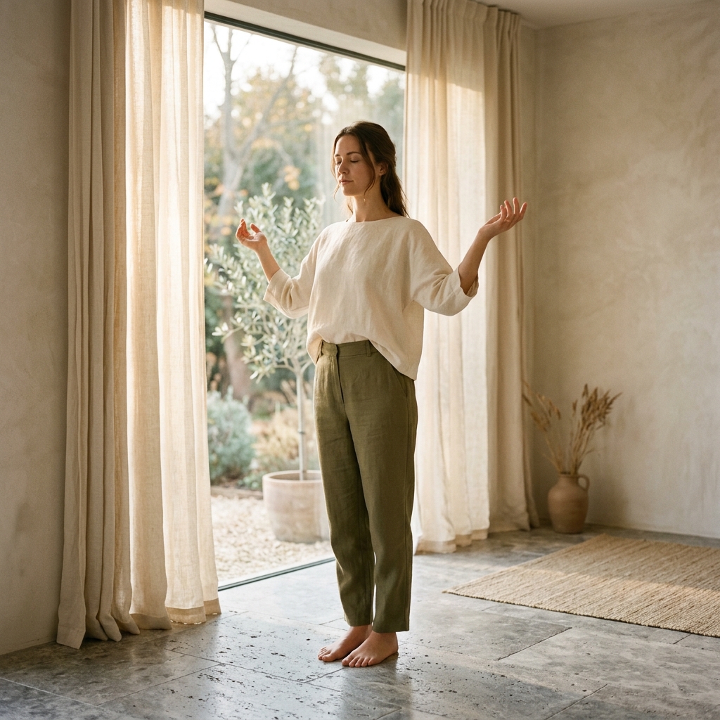 Serene movement practice in natural light